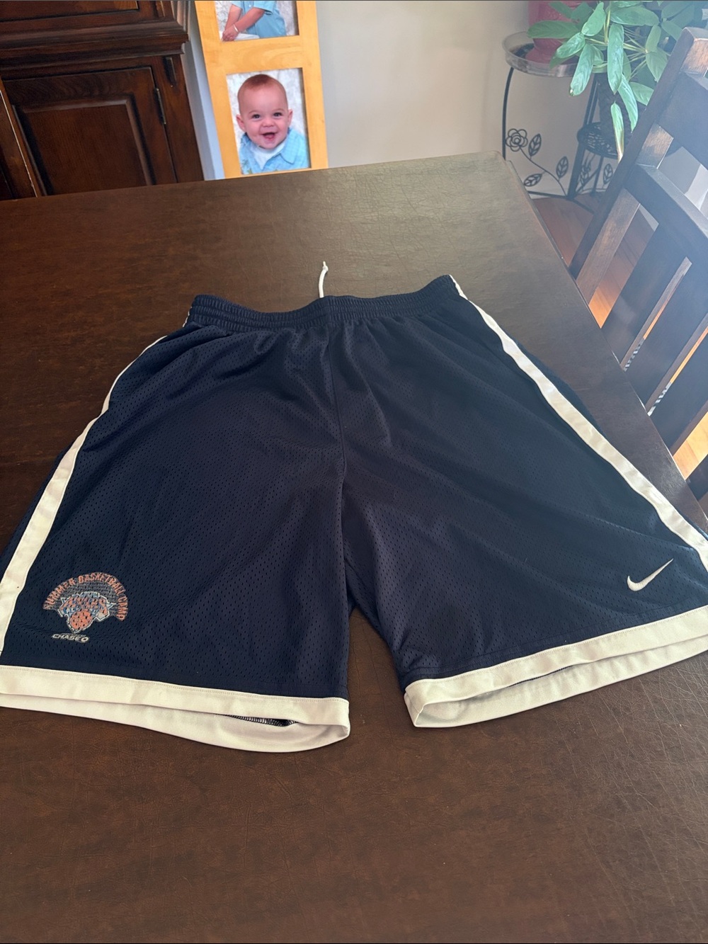 Nike Men’s Navy Athletic Mesh Shorts with White Trim